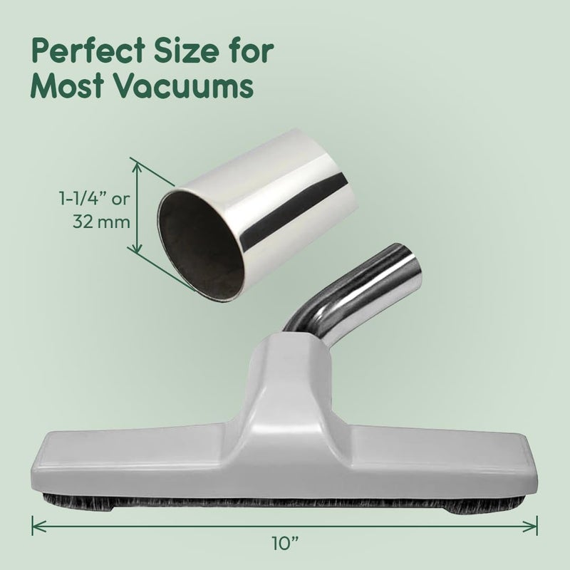 Selgo فرشاة أرضية محدثة من سيلغو لمكانس يوركا والعالمية بقطر داخلي 1 Â¼ بوصة (1.25'') (32 مم) مع شعيرات ناعمة من شعر الحصان بعرض 10 بوصات (أبيض - معدني) - Image 2